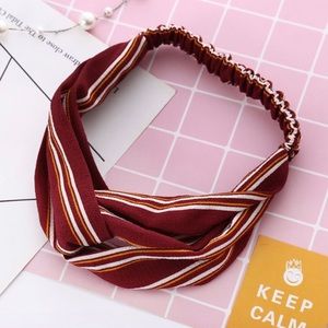 Red and White Boho Knot Headband